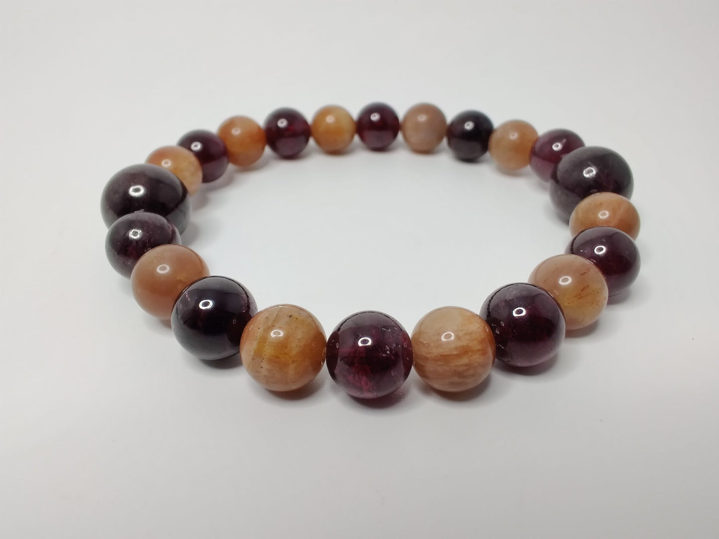Sunstone and garnet stretch bracelet image 1