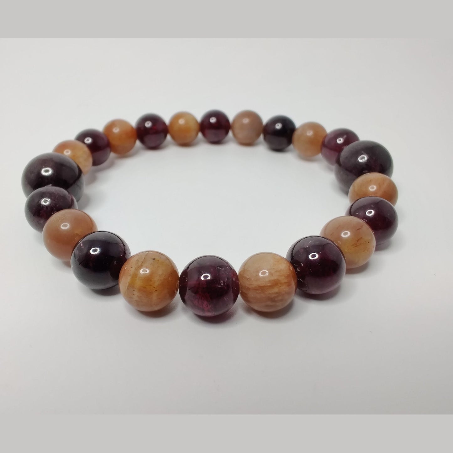 Sunstone and garnet stretch bracelet image 1