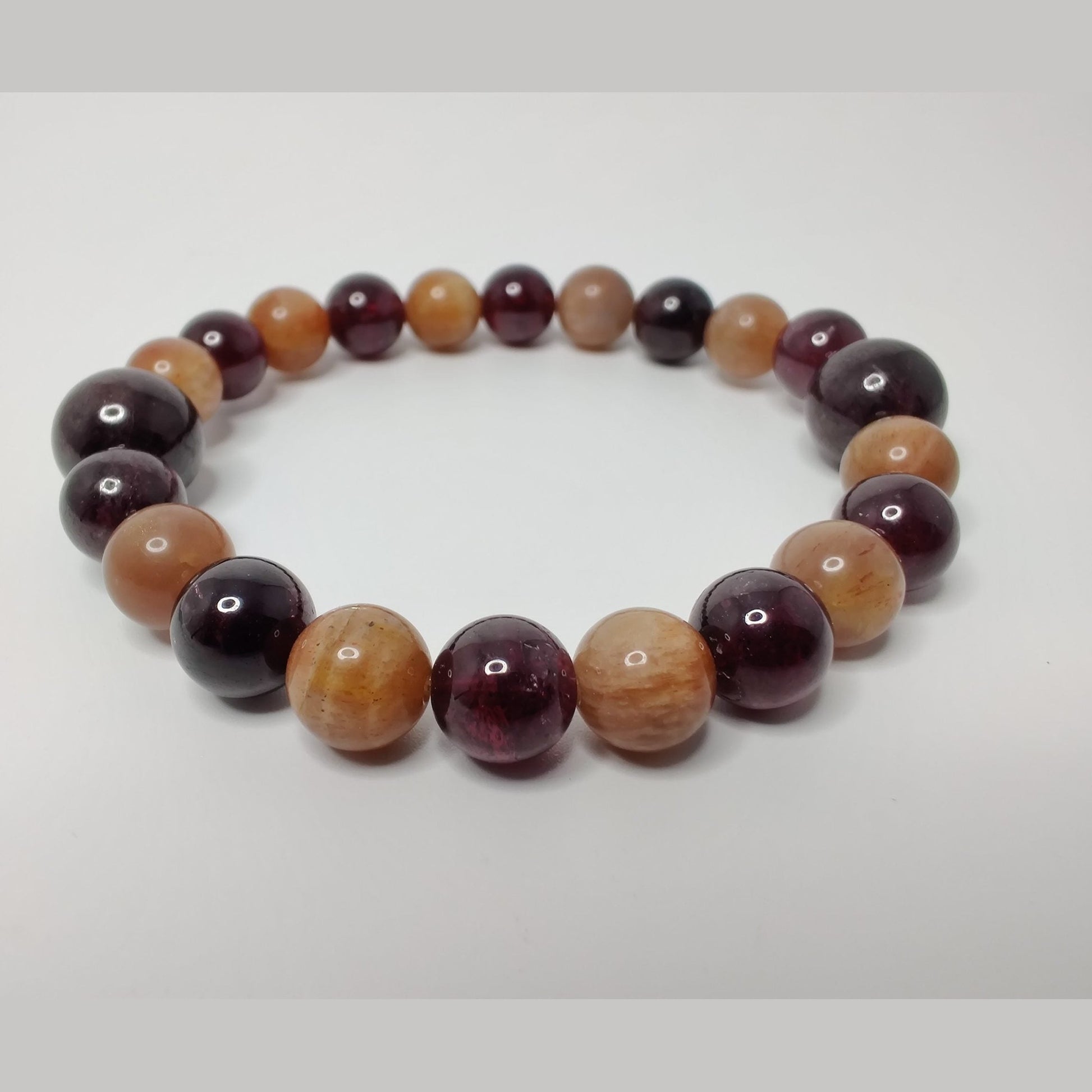 Sunstone and garnet stretch bracelet image 1