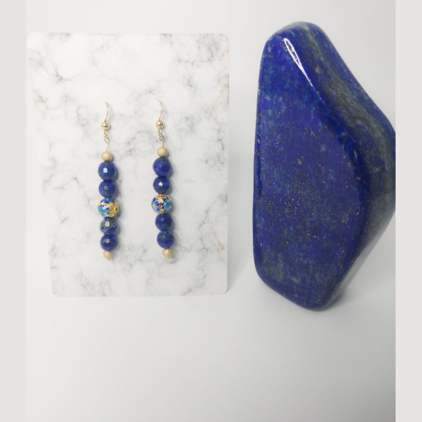 'Royal Blue Stardust' gold earrings image 0