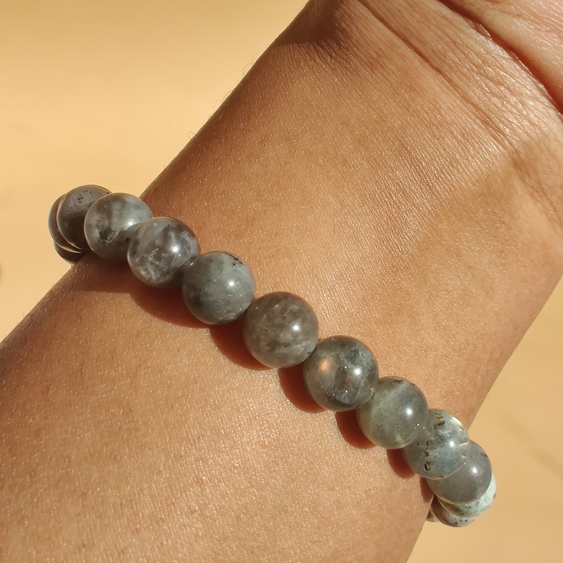 K2, labradorite (A), and larvikite stretch bracelet image 2