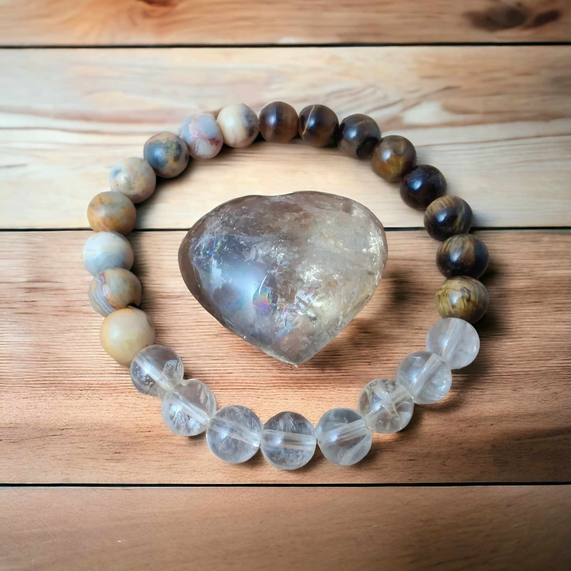 Citrine (A), crazy lace agate, and tiger's eye (A) stretch bracelet image 0