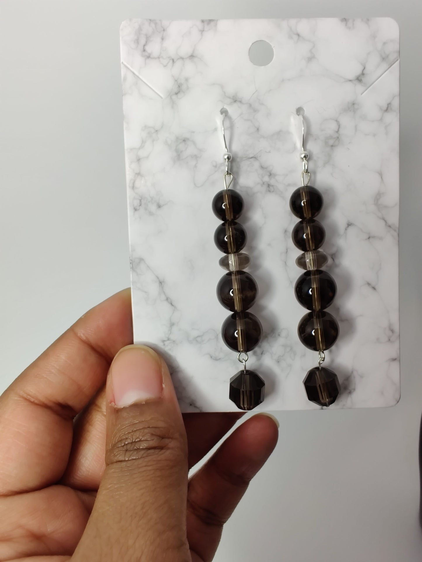 Smoky quartz sterling silver drop earrings image 2
