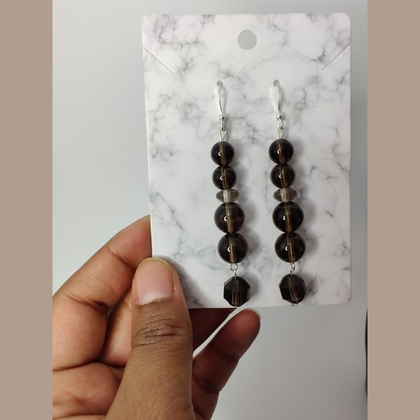 Smoky quartz sterling silver drop earrings image 2