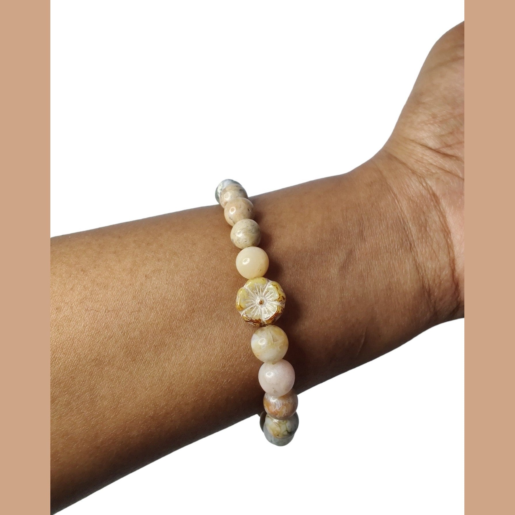 African opal and Russian lace agate stretch bracelet image 2