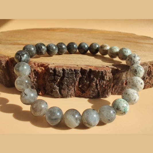 K2, labradorite (A), and larvikite stretch bracelet image 0