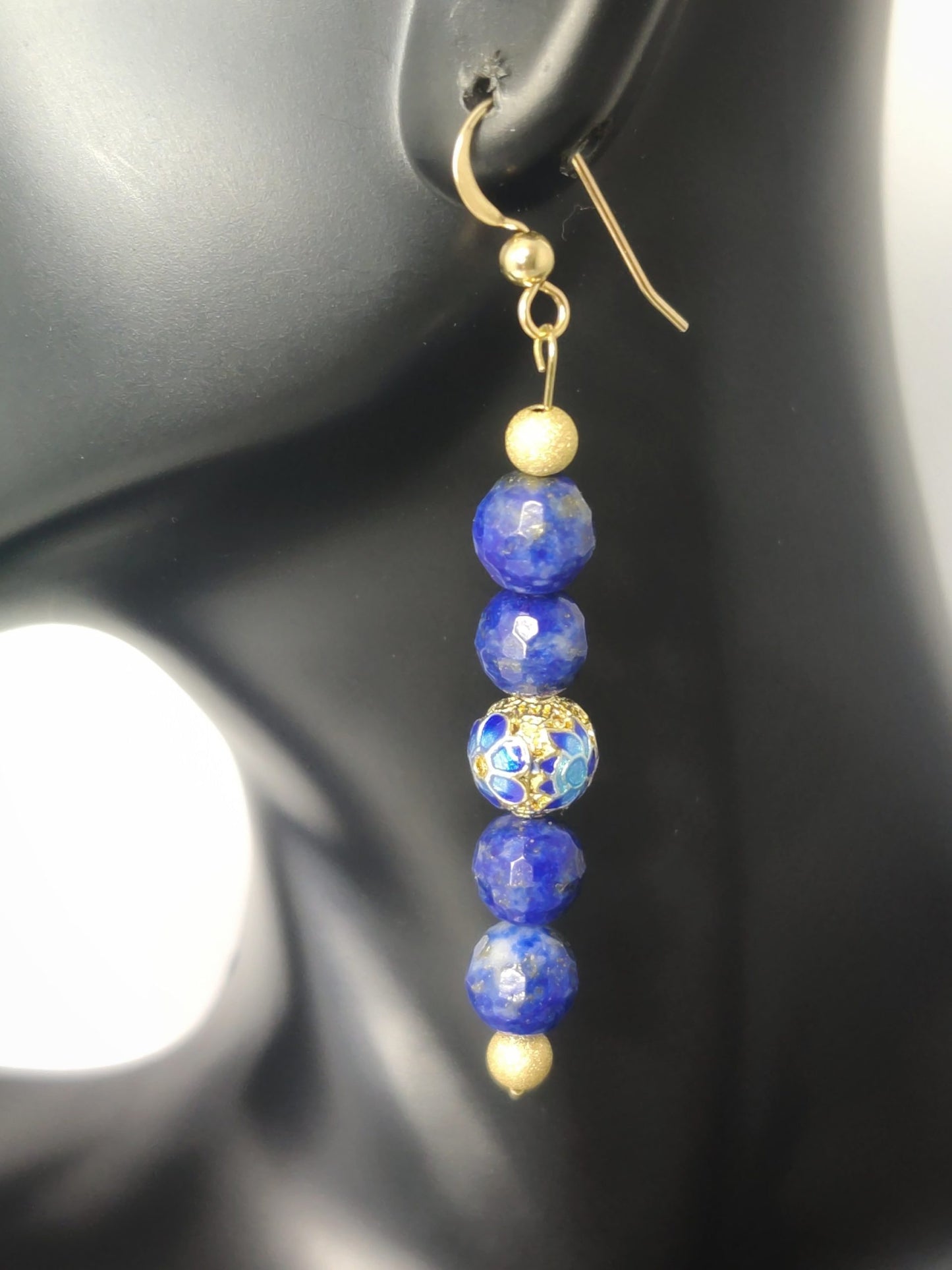 'Royal Blue Stardust' gold earrings image 2