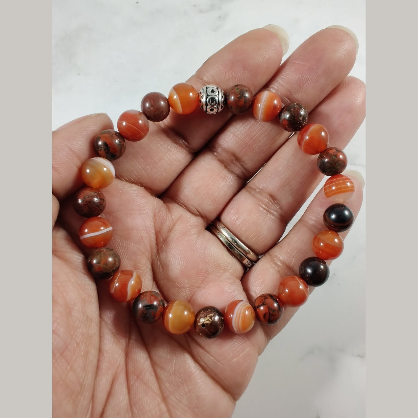 Brecciated jasper and carnelian energy bracelet image 1