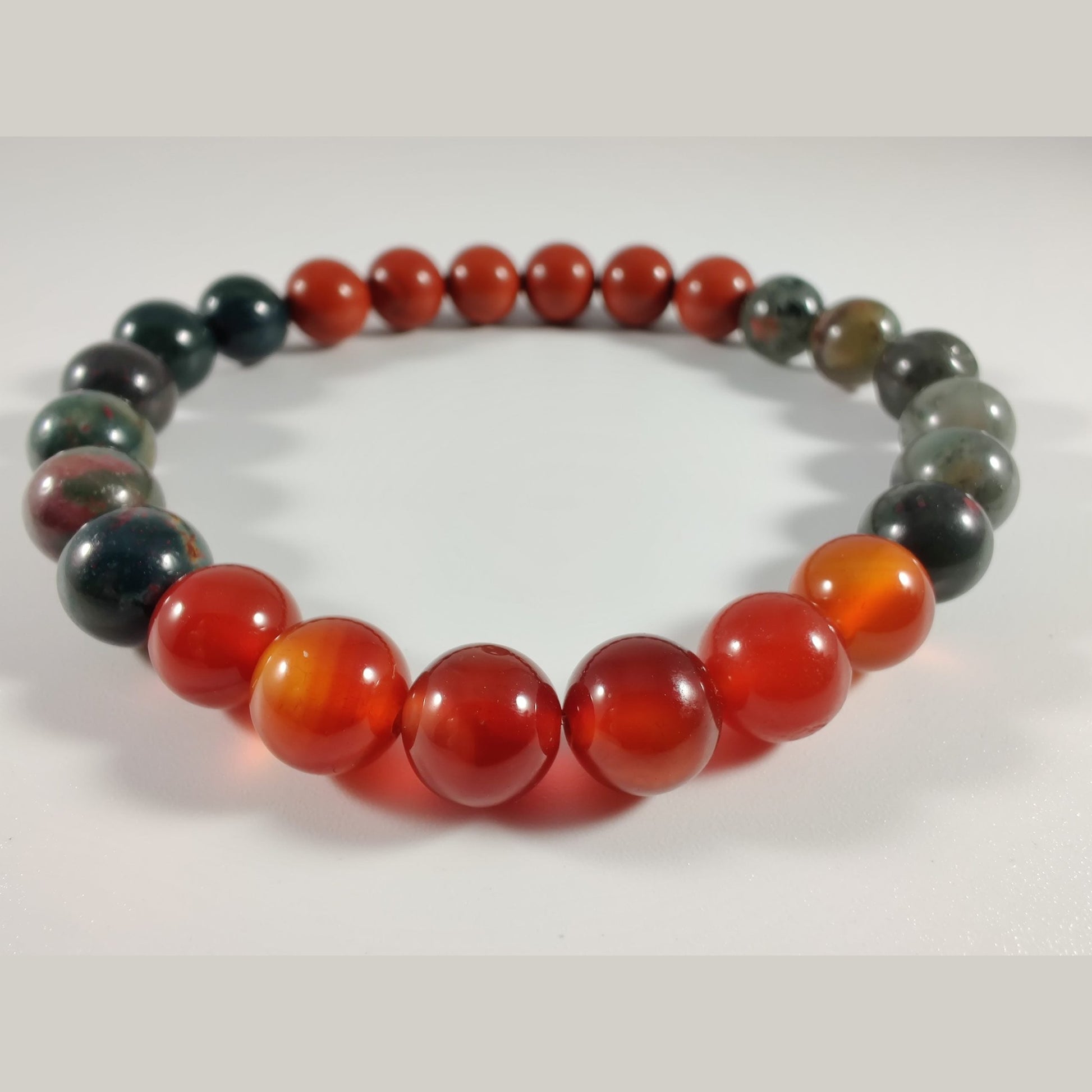 Bloodstone, African bloodstone, red jasper, and carnelian stretch bracelet image 2