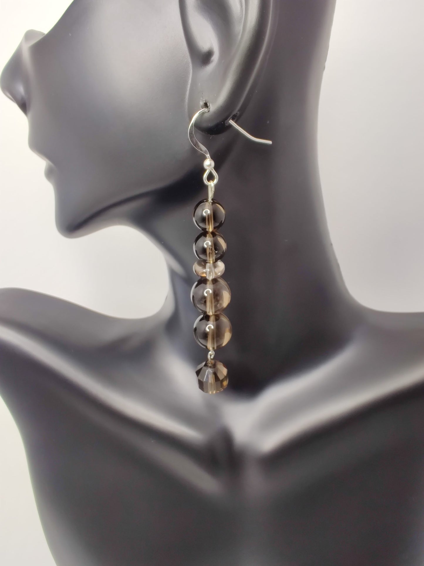 Smoky quartz sterling silver drop earrings image 1