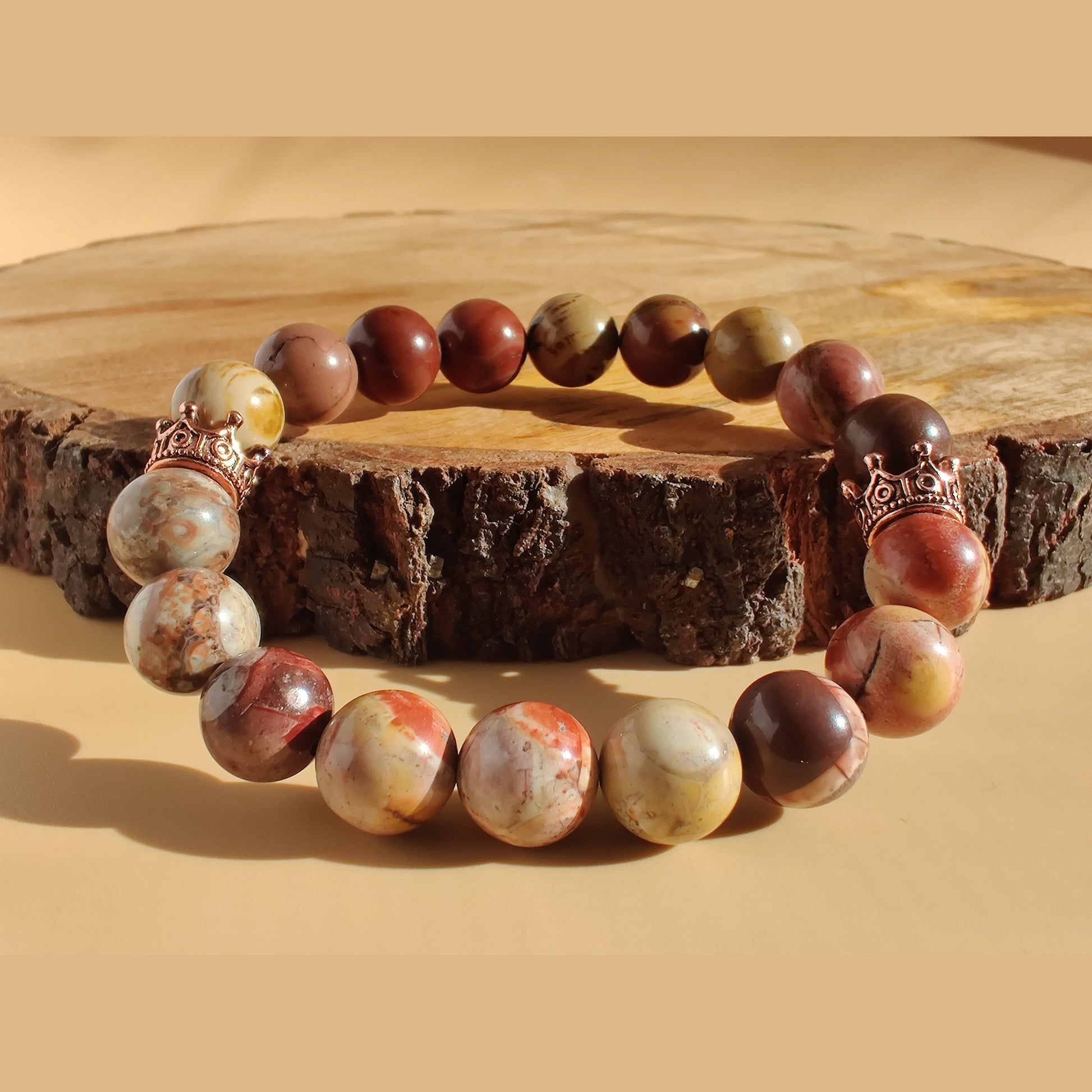 Bird's eye rhyolite and hickoryite stretch bracelet image 0