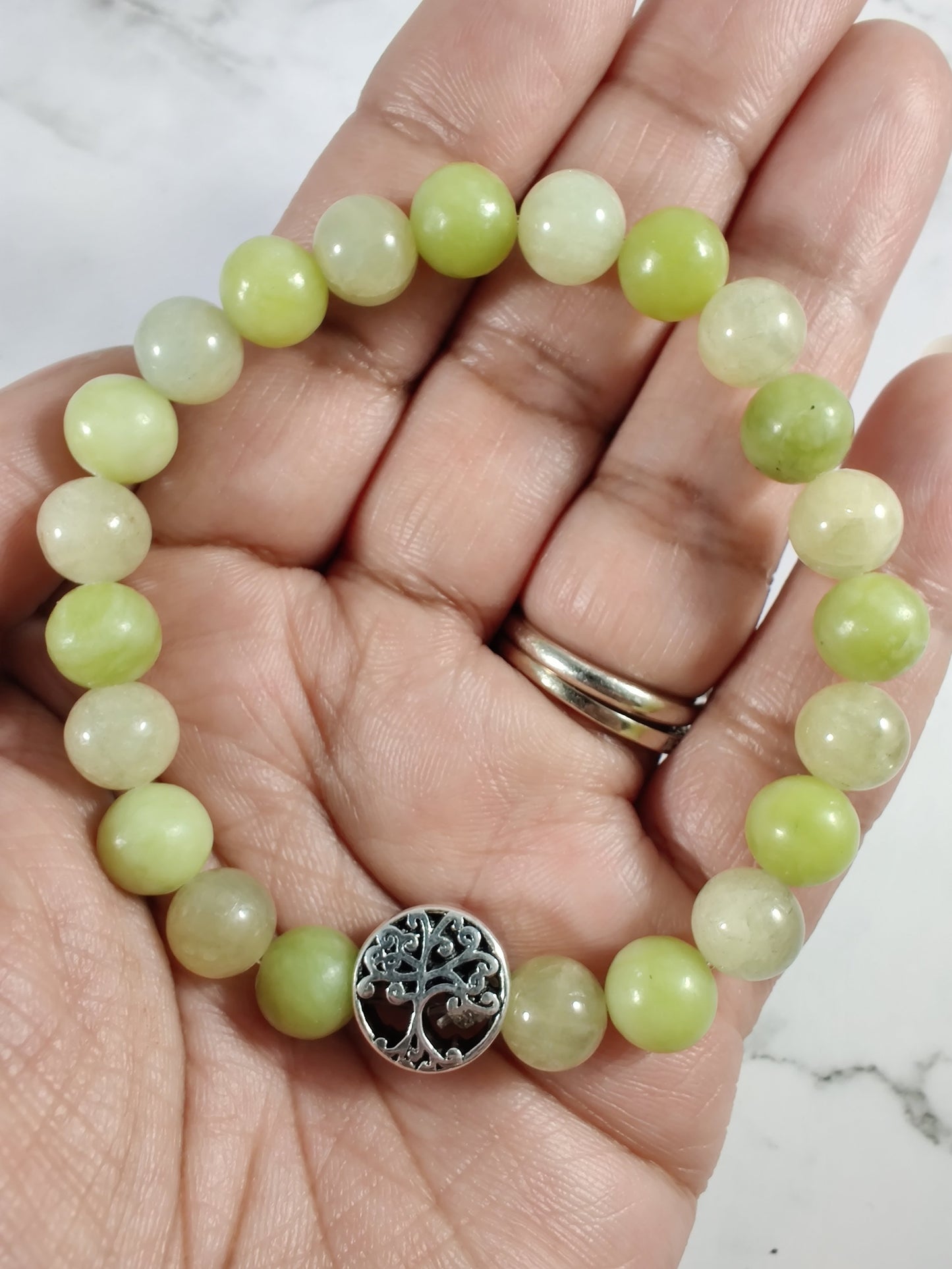 Heliodor and serpentine energy bracelet image 1