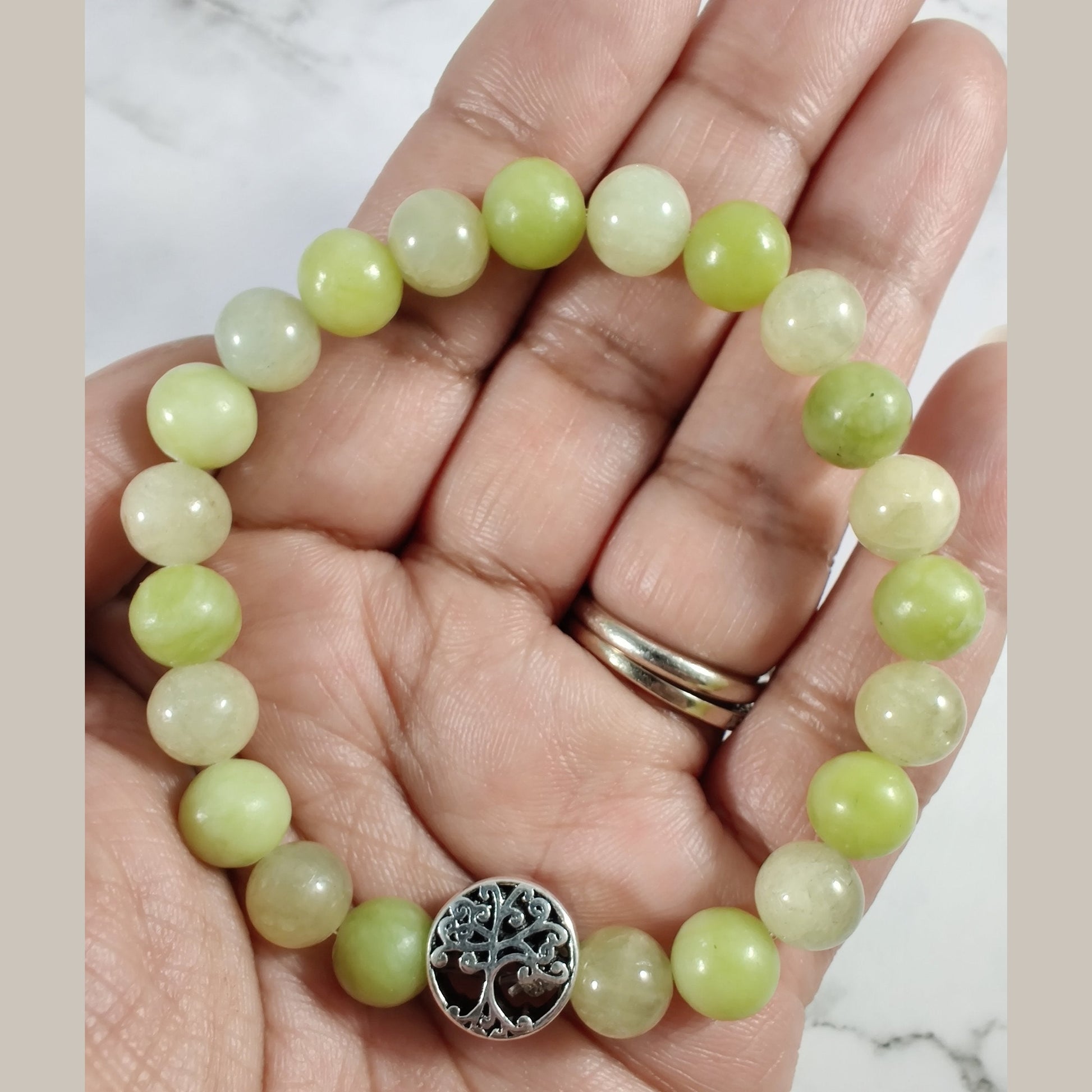 Heliodor and serpentine energy bracelet image 1