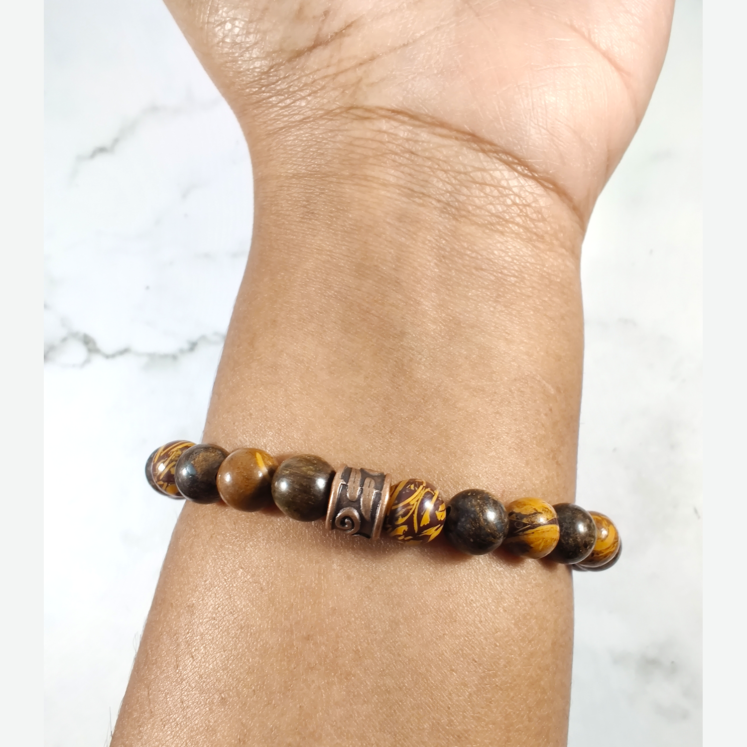 Bronzite and calligraphy stone energy bracelet image 2