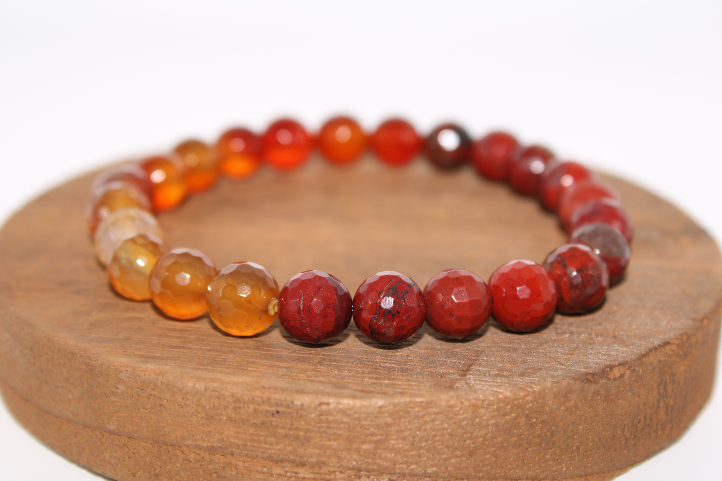 Faceted Carnelian and Apple Jasper Energy Bracelet