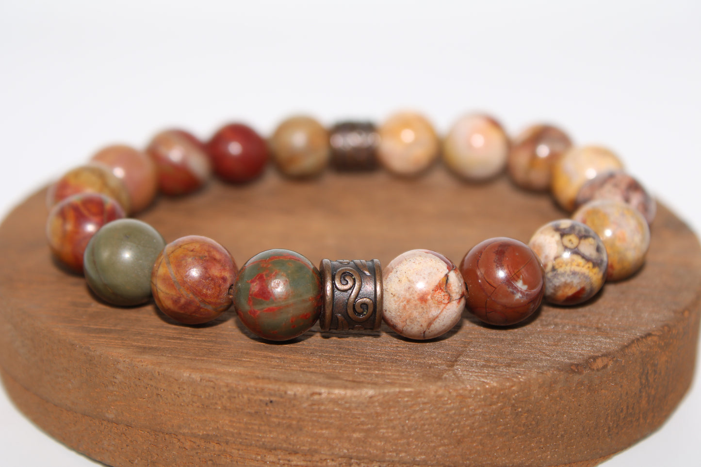 Bird's Eye Rhyolite and Red Creek Jasper Energy bracelet