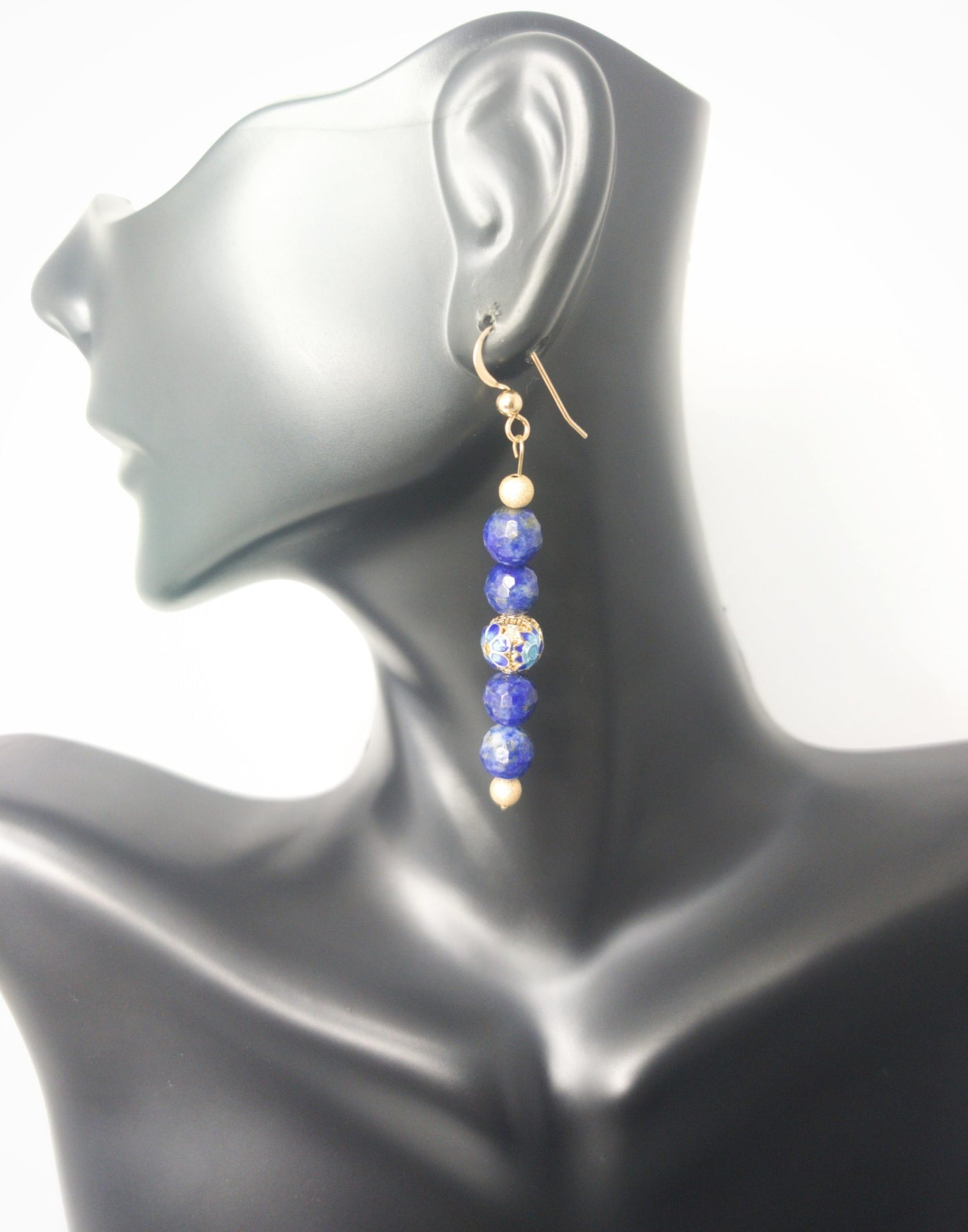 'Royal Blue Stardust' gold earrings image 3