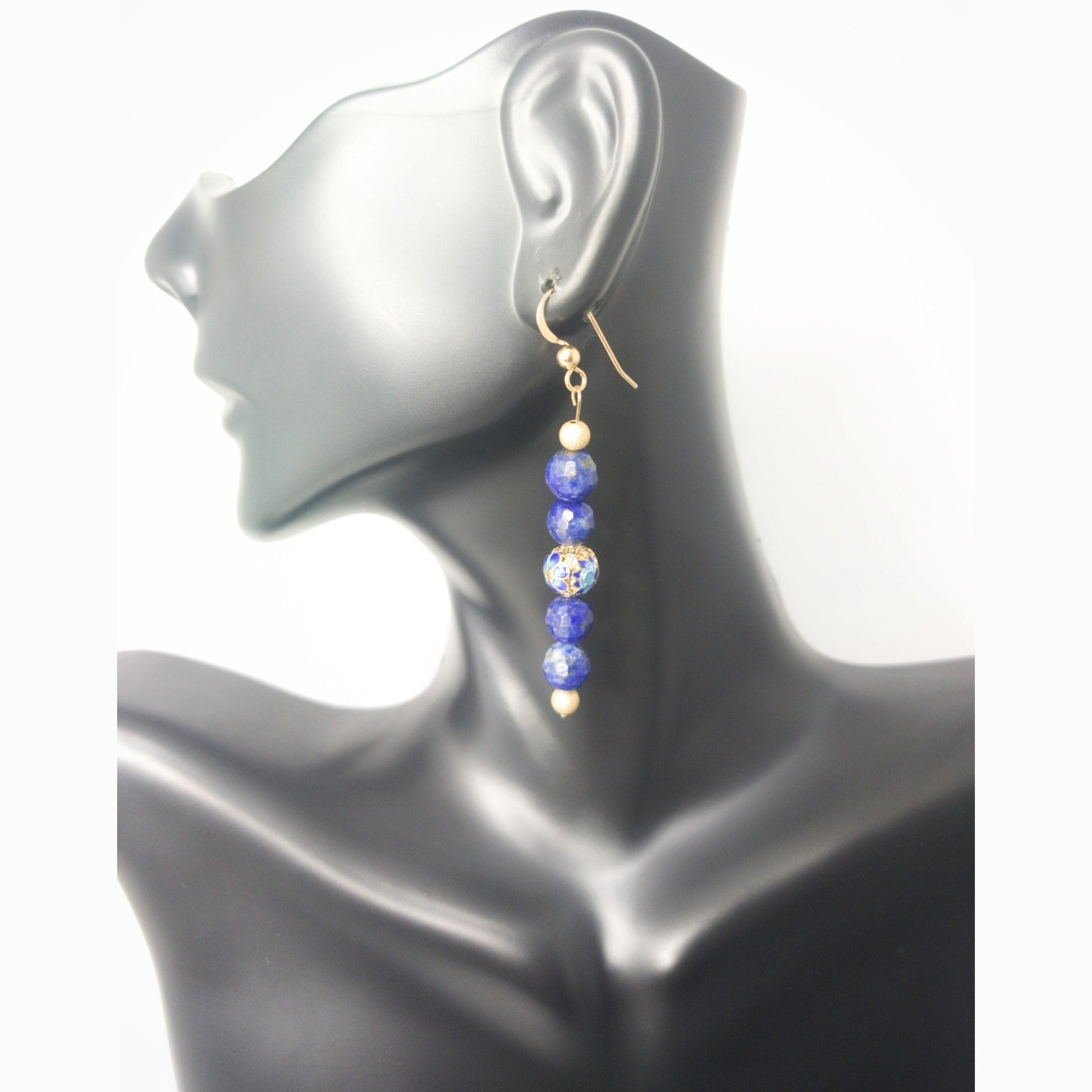 'Royal Blue Stardust' gold earrings image 3