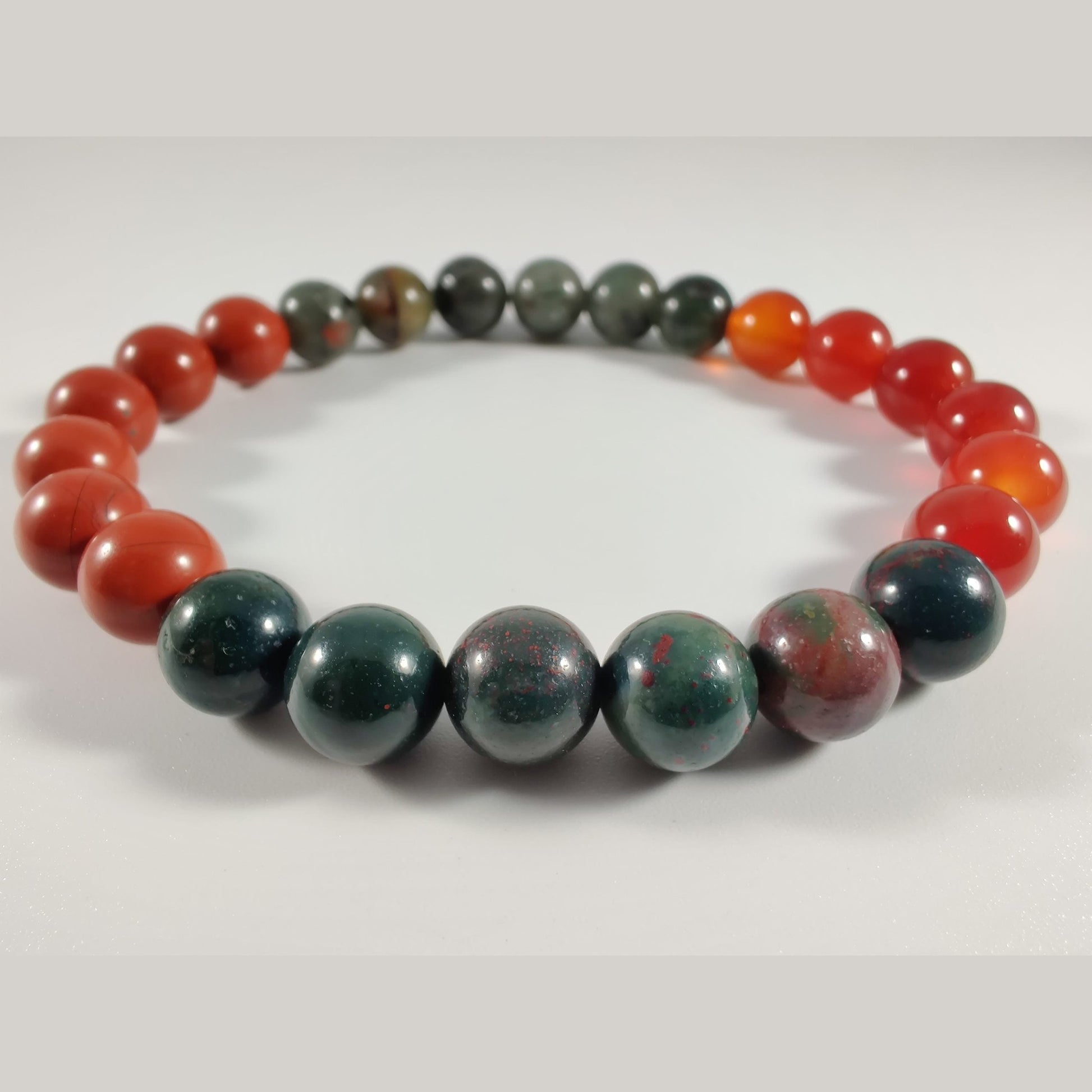 Bloodstone, African bloodstone, red jasper, and carnelian stretch bracelet image 0