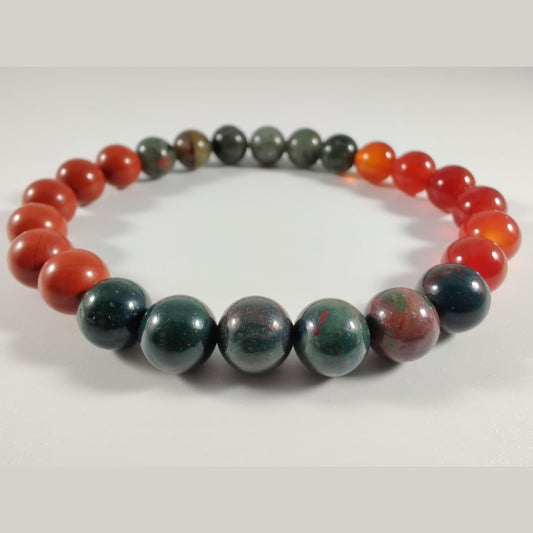 Bloodstone, African bloodstone, red jasper, and carnelian stretch bracelet image 0