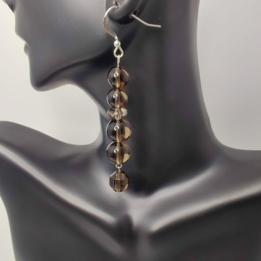 Smoky quartz sterling silver drop earrings image 0