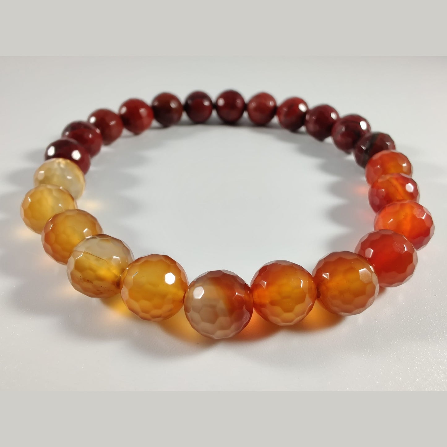 Faceted carnelian and apple jasper stretch bracelet image 3
