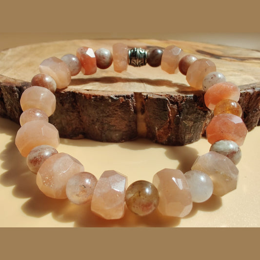 Flower sunstone and sunstone stretch bracelet image 0