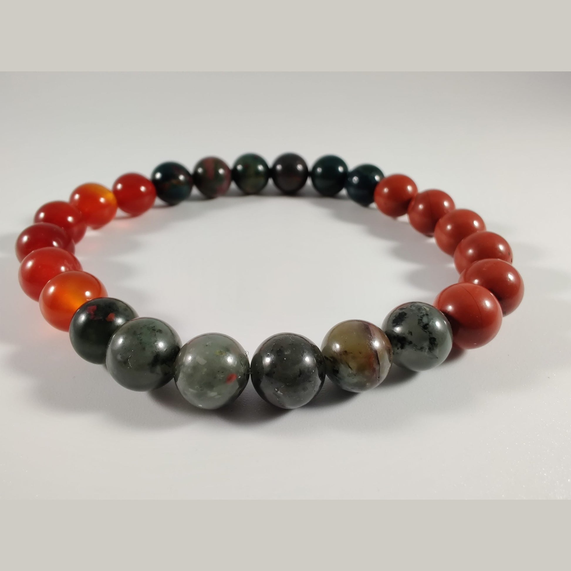 Bloodstone, African bloodstone, red jasper, and carnelian stretch bracelet image 1