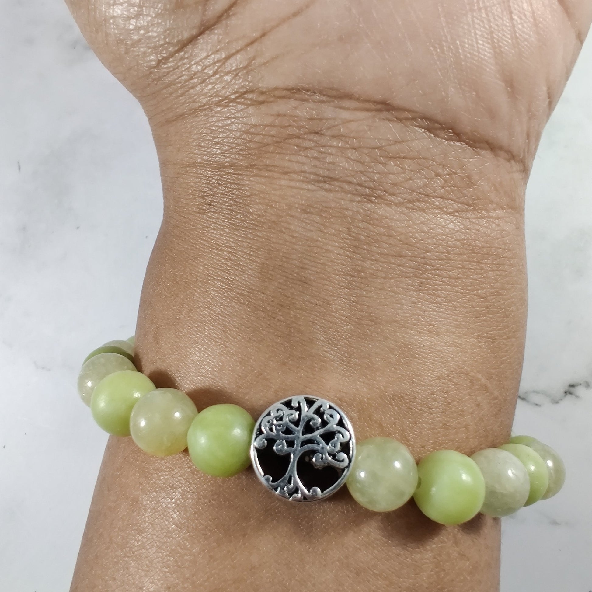 Heliodor and serpentine energy bracelet image 2