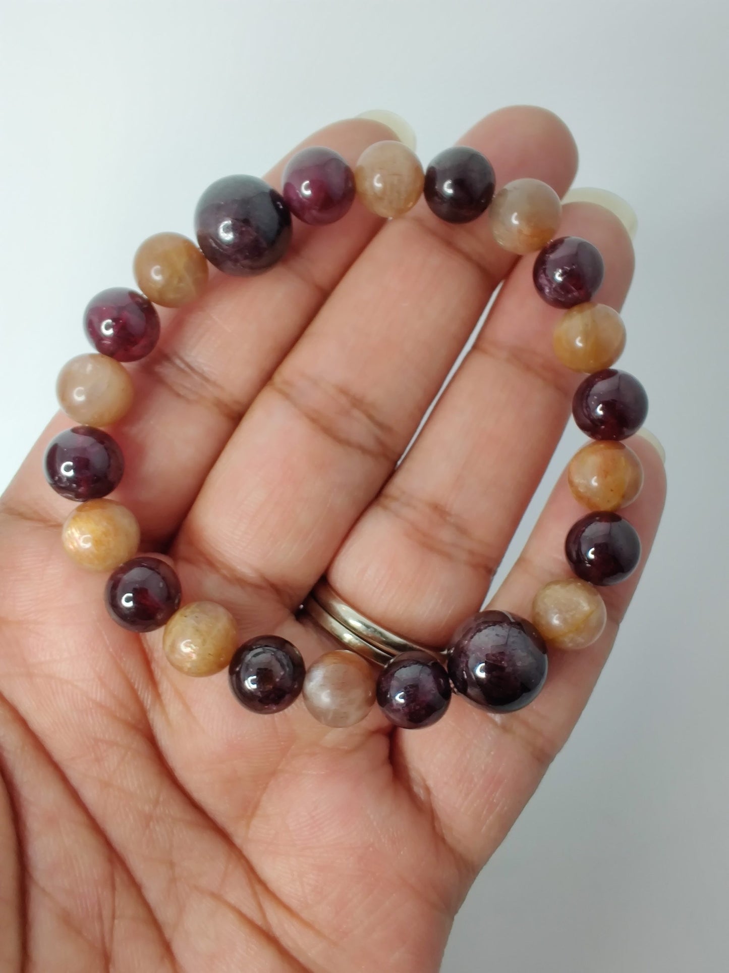 Sunstone and garnet stretch bracelet image 2