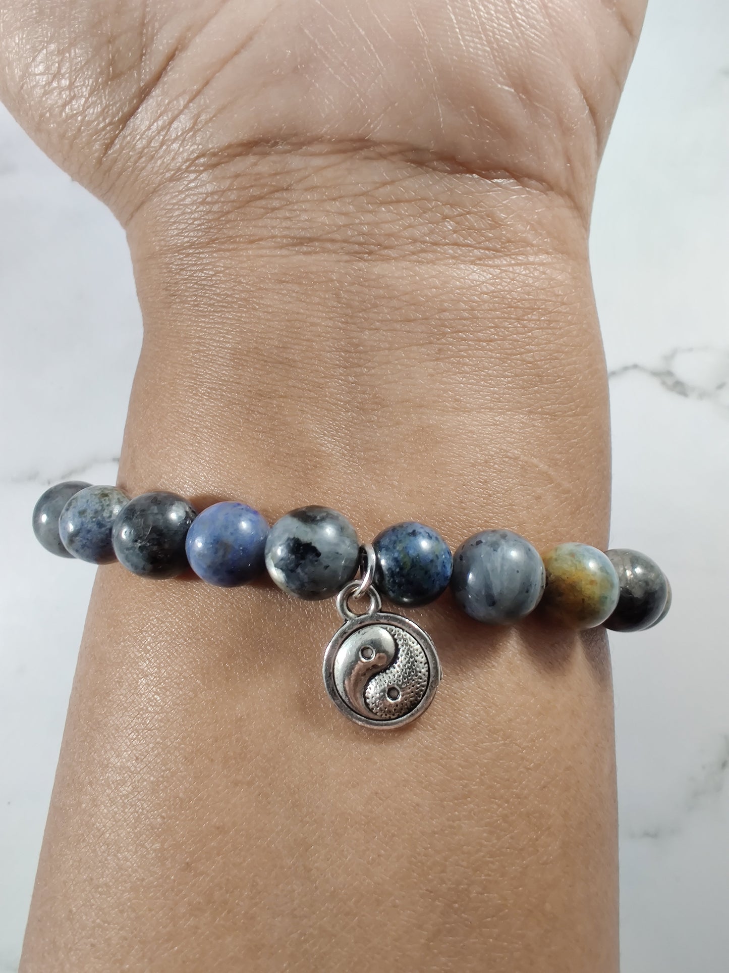 Labradorite and sunset dumortierite energy bracelet image 2