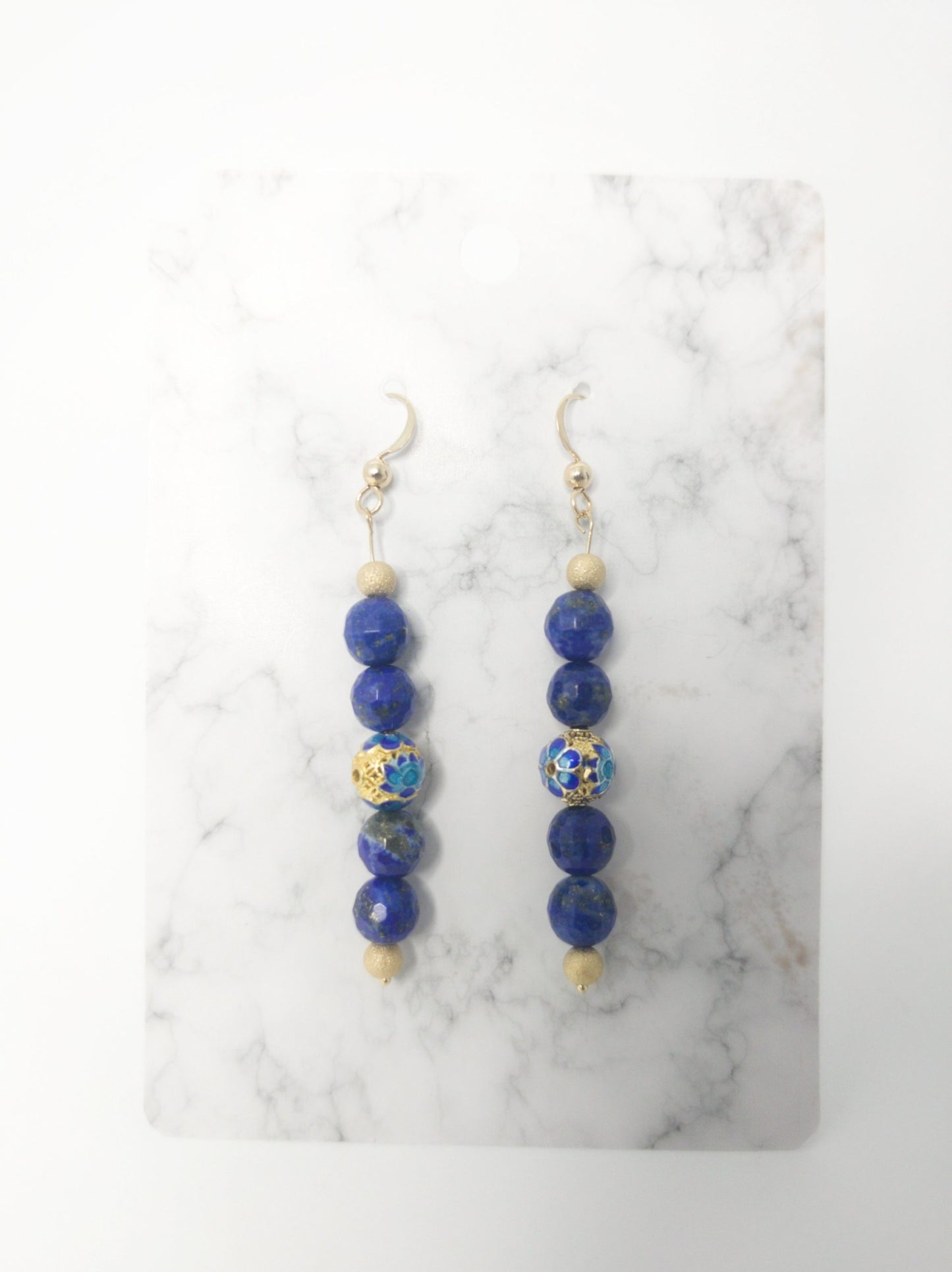 'Royal Blue Stardust' gold earrings image 1