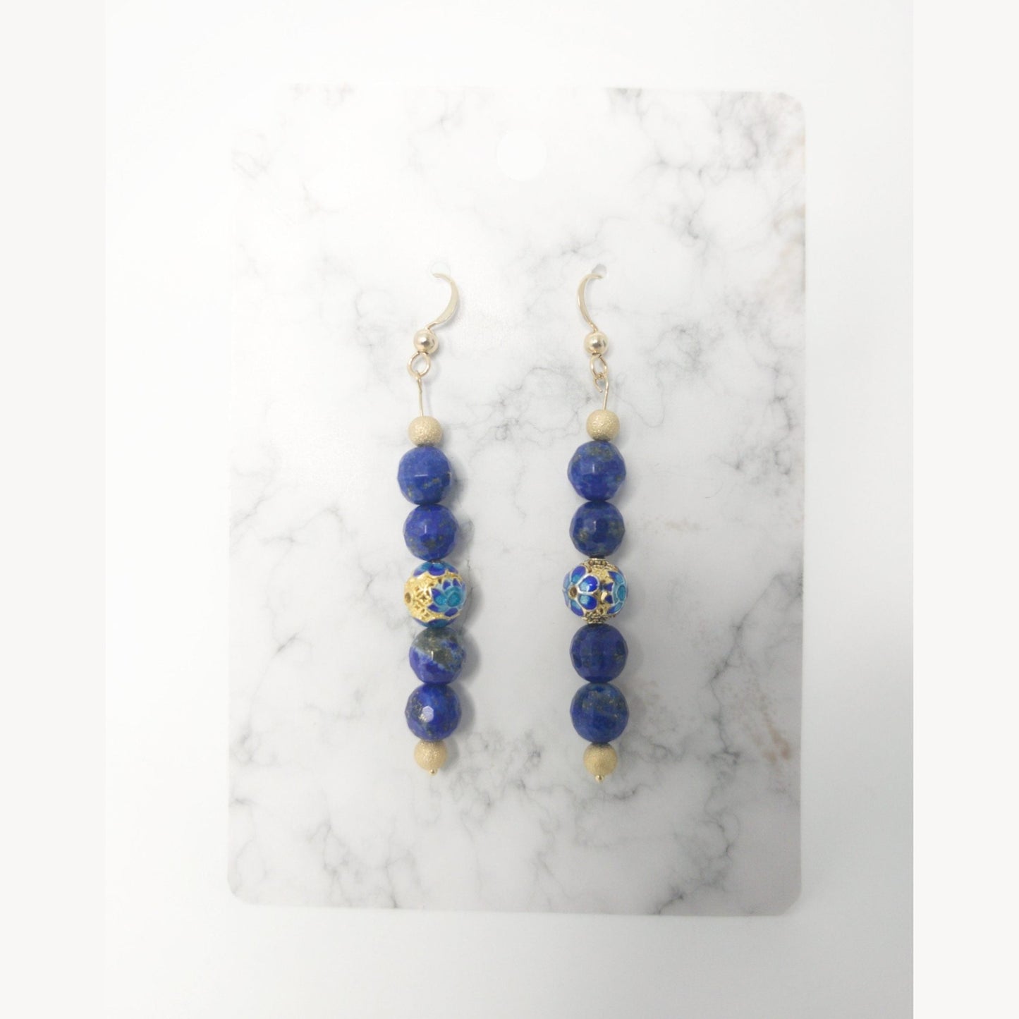'Royal Blue Stardust' gold earrings image 1