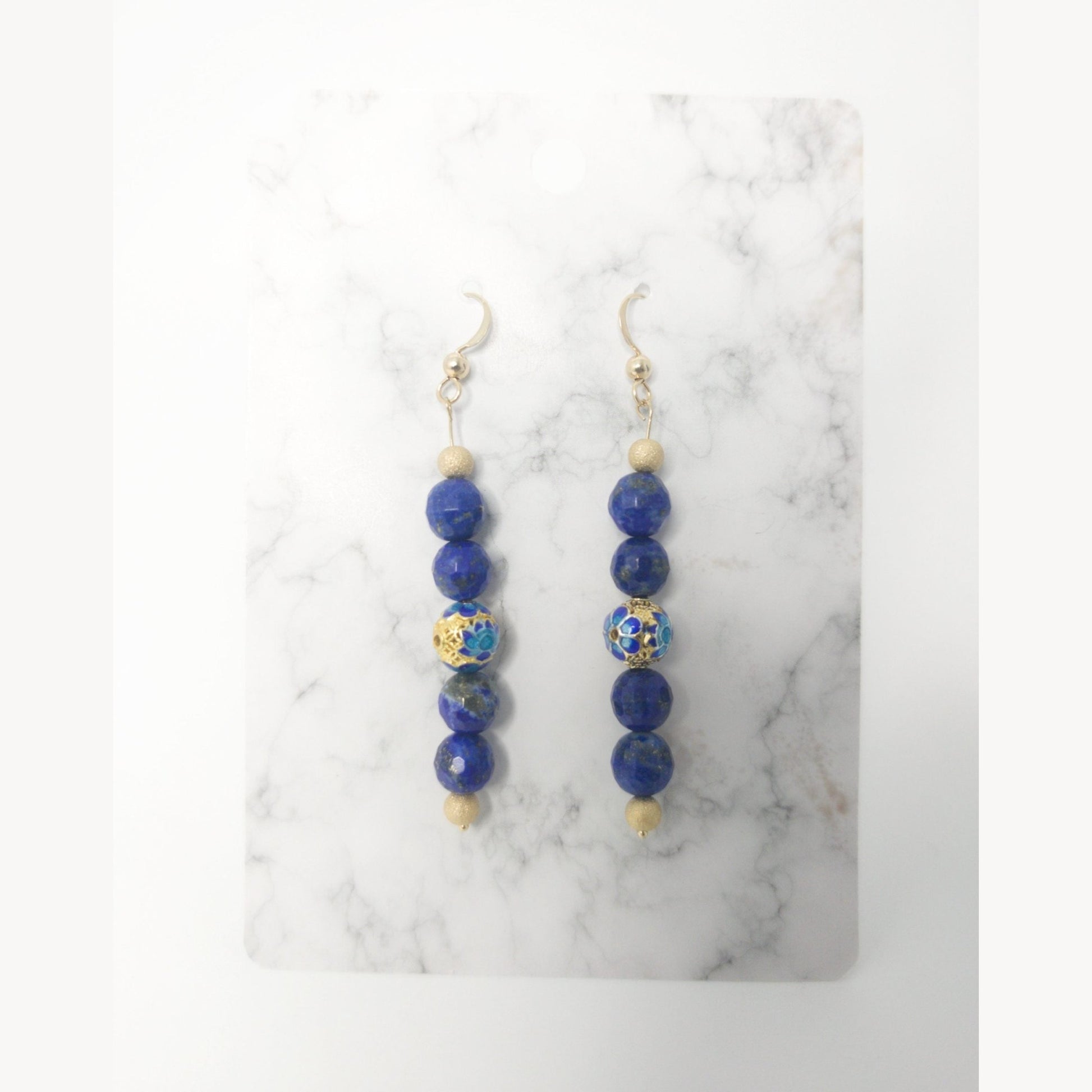 'Royal Blue Stardust' gold earrings image 1