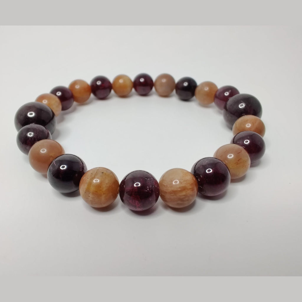 Sunstone and garnet stretch bracelet image 1