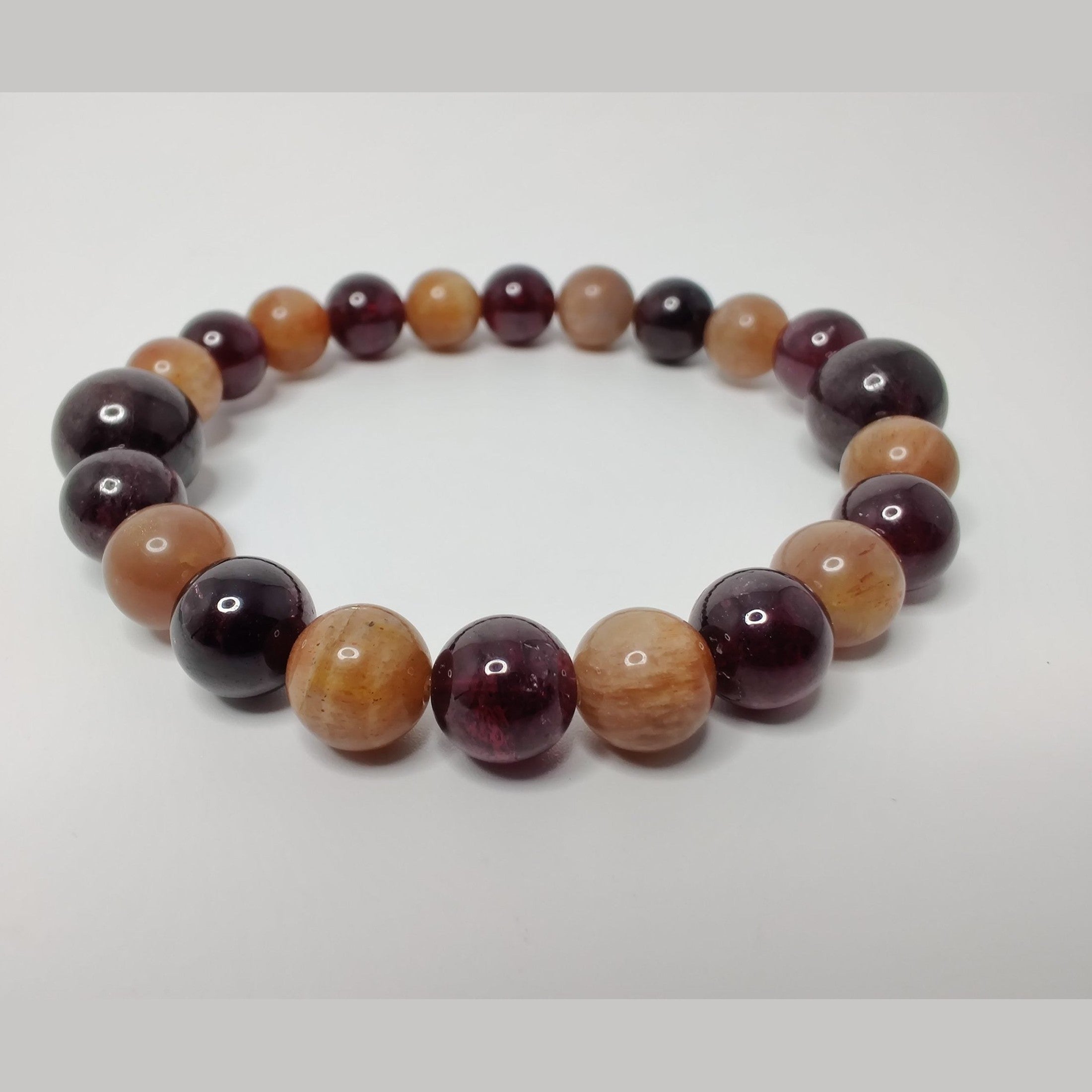 Sunstone and garnet stretch bracelet image 1