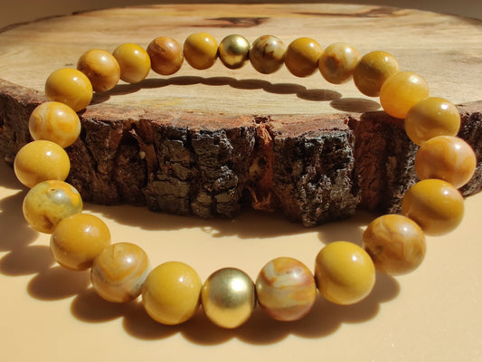 Australian yellow mookaite and yellow crazy lace agate stretch bracelet image 0