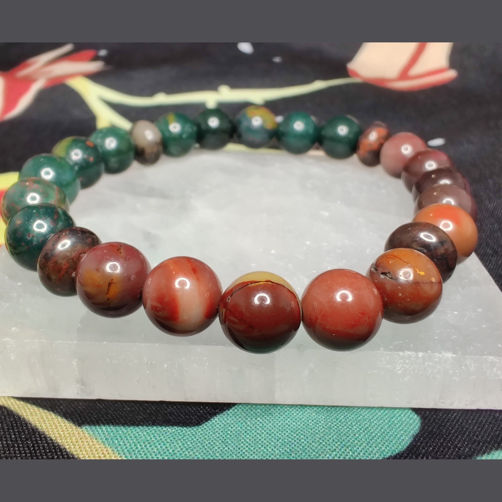 8mm mookaite jasper, bloodstone, and poppy jasper bracelet image 1
