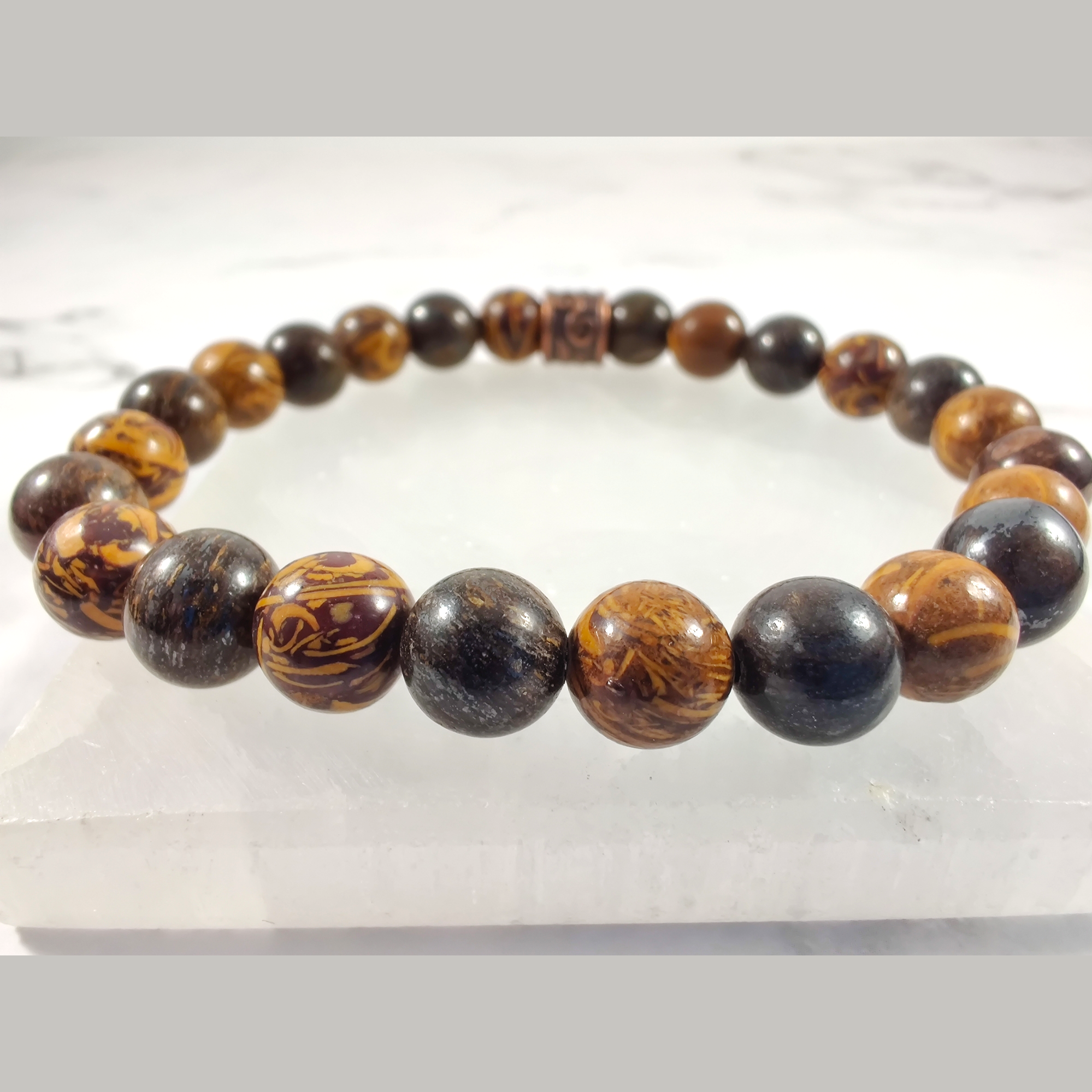 Bronzite and calligraphy stone energy bracelet image 0