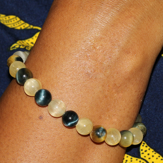 Blue Gold — Blue Tiger's Eye & Gold Calcite Bracelet