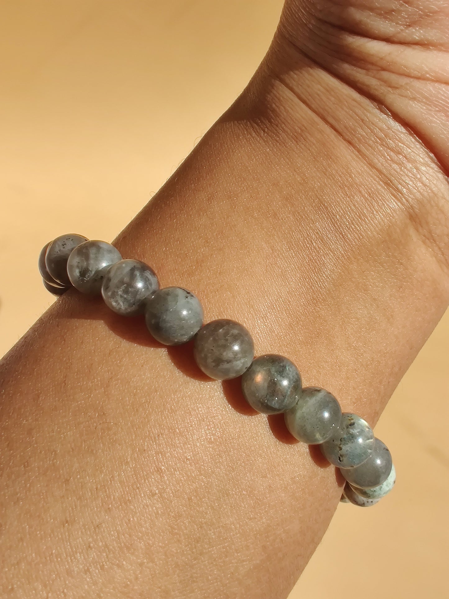 K2, labradorite (A), and larvikite stretch bracelet image 2