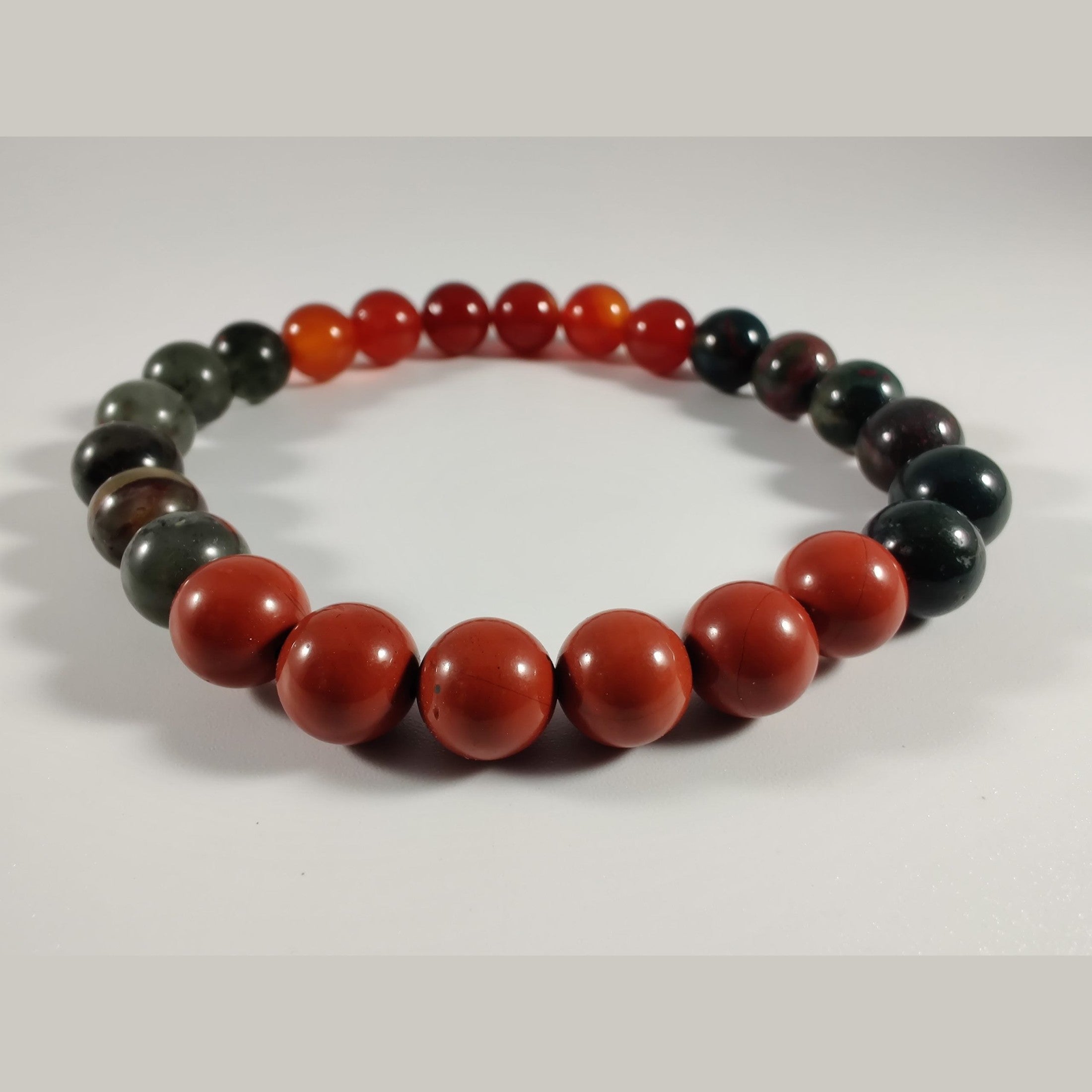 Bloodstone, African bloodstone, red jasper, and carnelian stretch bracelet image 3
