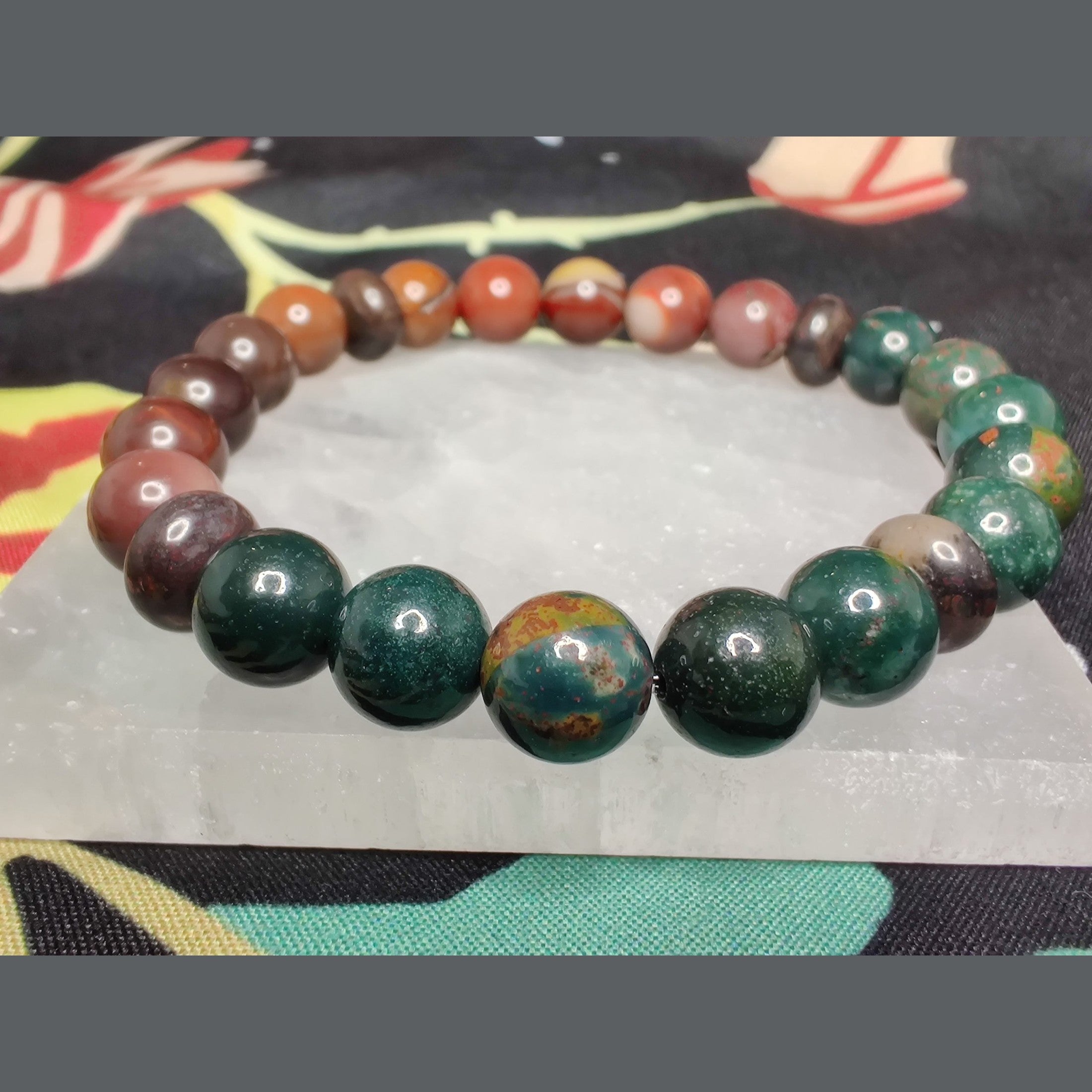 8mm mookaite jasper, bloodstone, and poppy jasper bracelet image 0