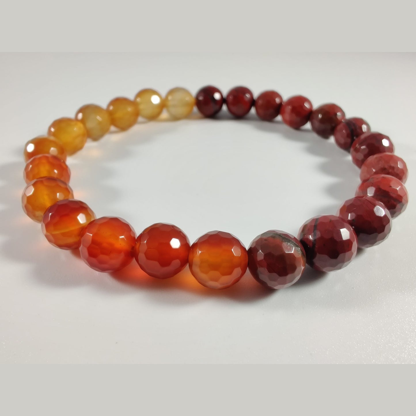 Faceted carnelian and apple jasper stretch bracelet image 0