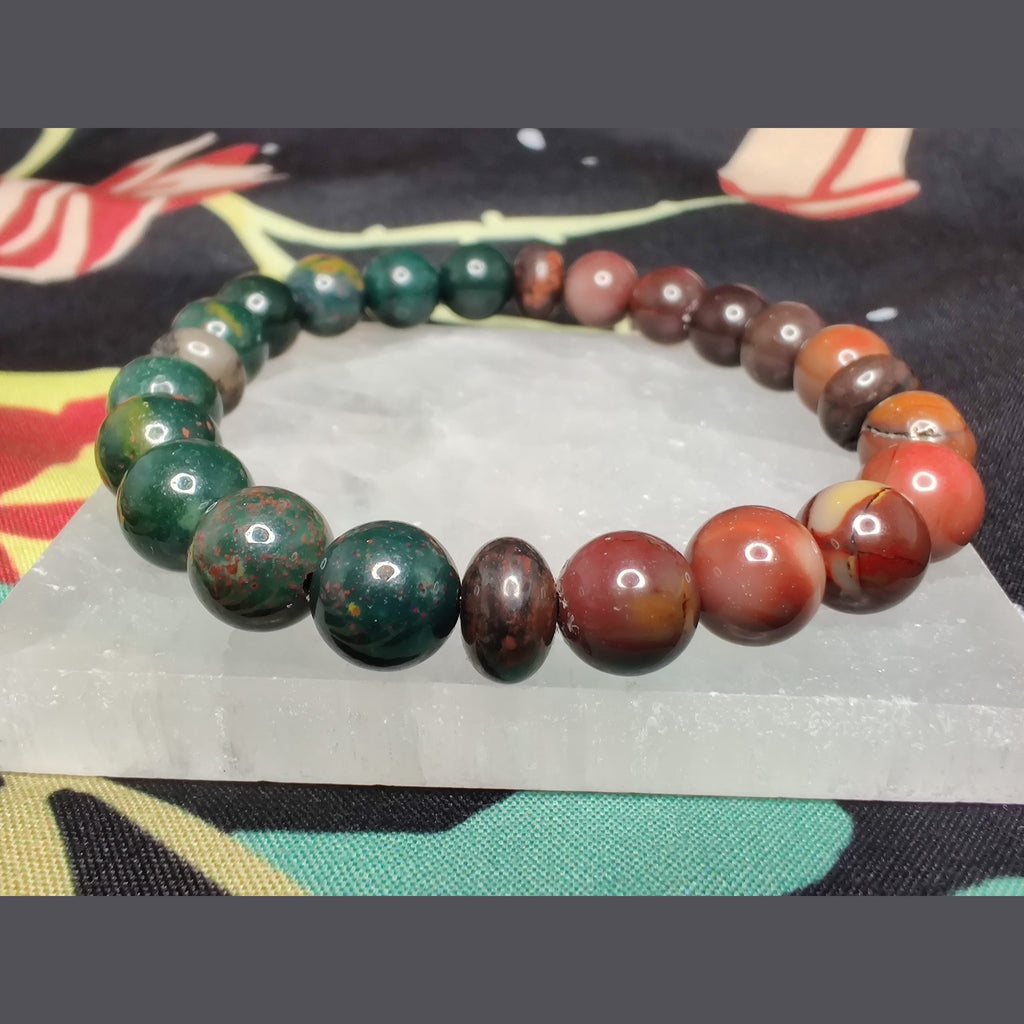 8mm mookaite jasper, bloodstone, and poppy jasper bracelet image 2