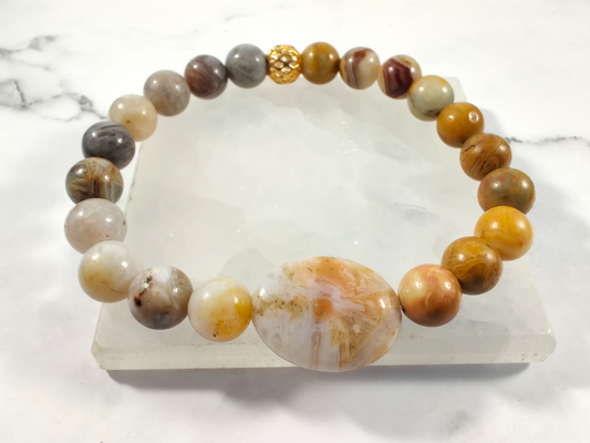 Crazy lace agate and Russian lace agate energy bracelet image 0