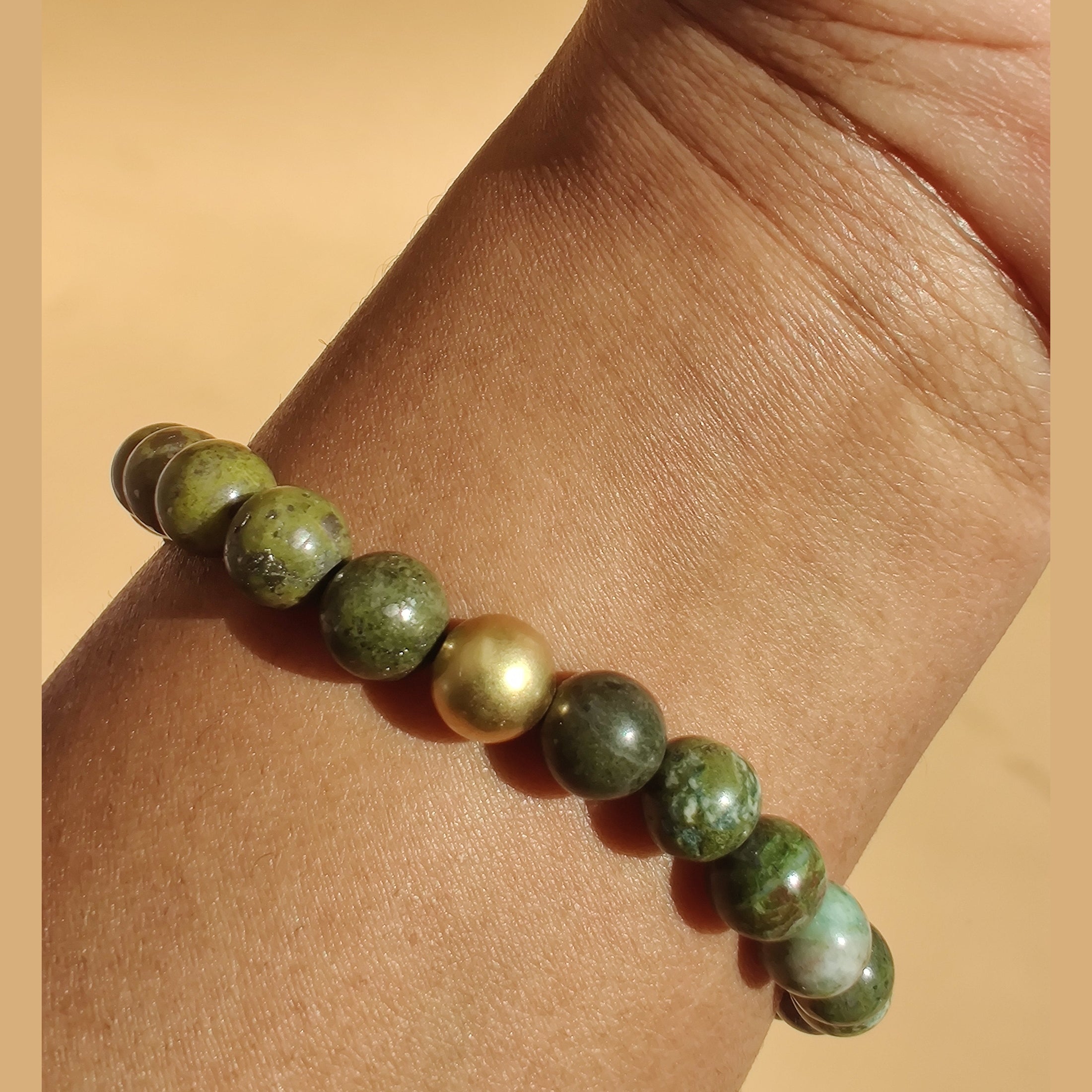 Chalcopyrite and cuprite stretch bracelet image 1