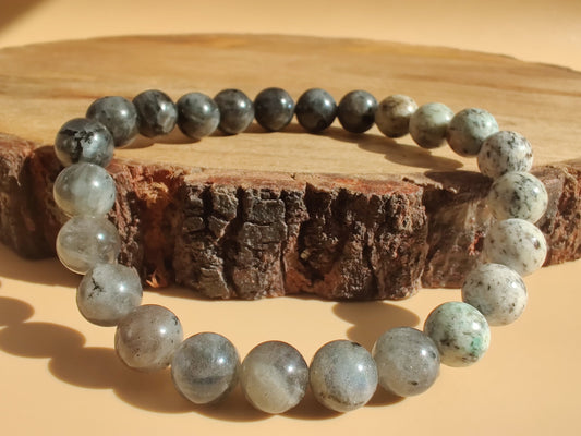 K2, labradorite (A), and larvikite stretch bracelet image 0