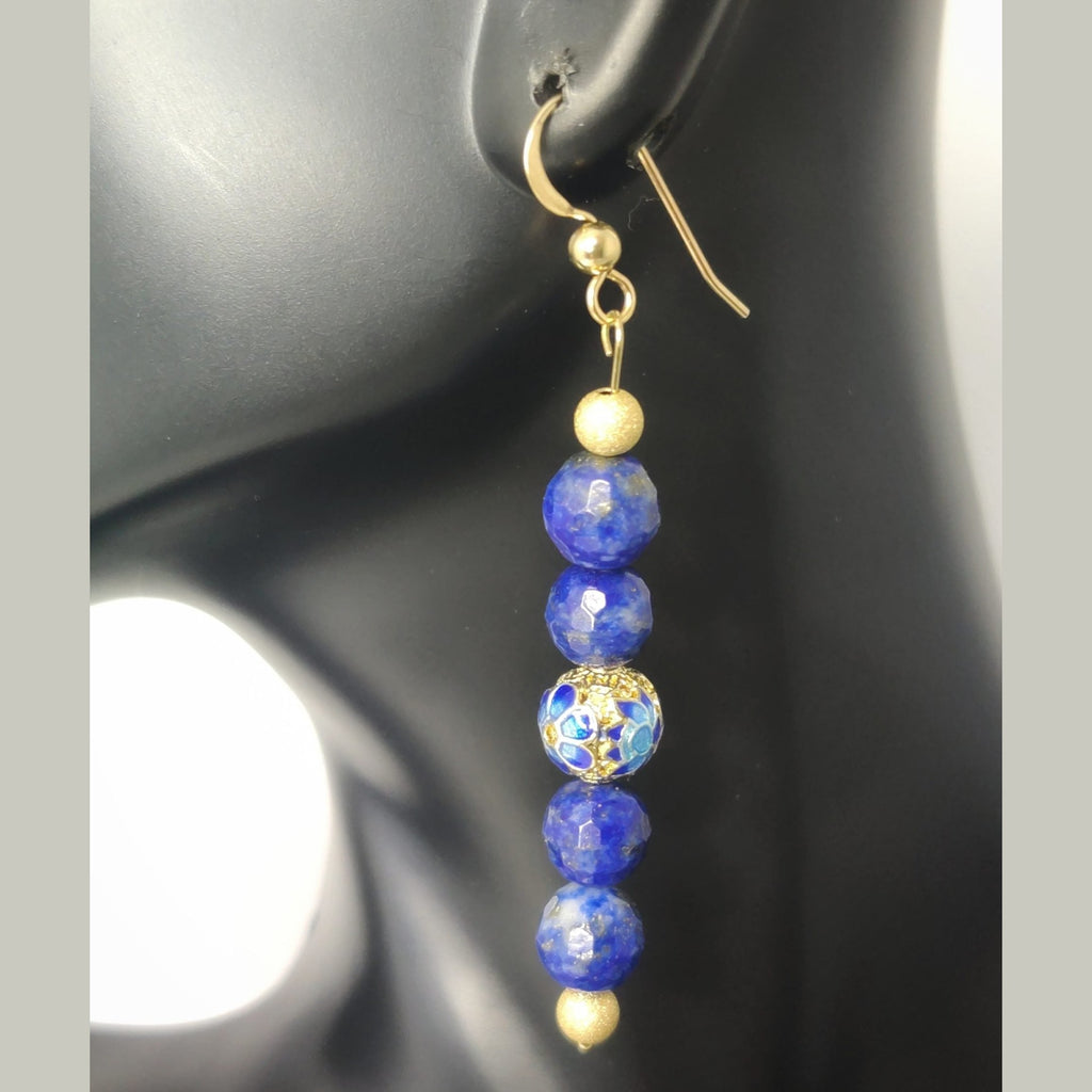 'Royal Blue Stardust' gold earrings image 2