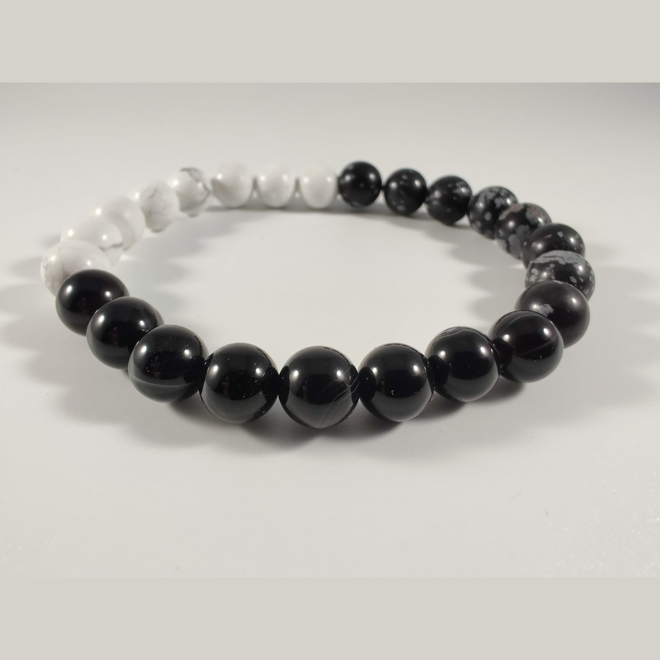 8mm snowflake obsidian, howlite, and black sardonyx image 2